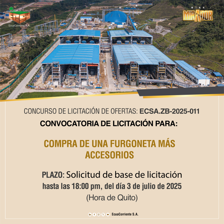 ECSA.ZB-2025-011 一辆商务车采购公开招标公告 La convocatoria a licitación pública para la adquisición de una furgoneta más accesorios