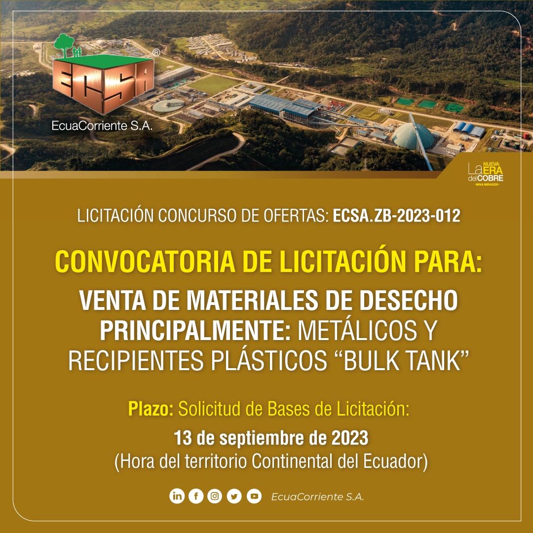 ECSA.ZB-2023-012废旧物资销售公开招标文件Invitación a Licitación para la venta de materiales de desecho