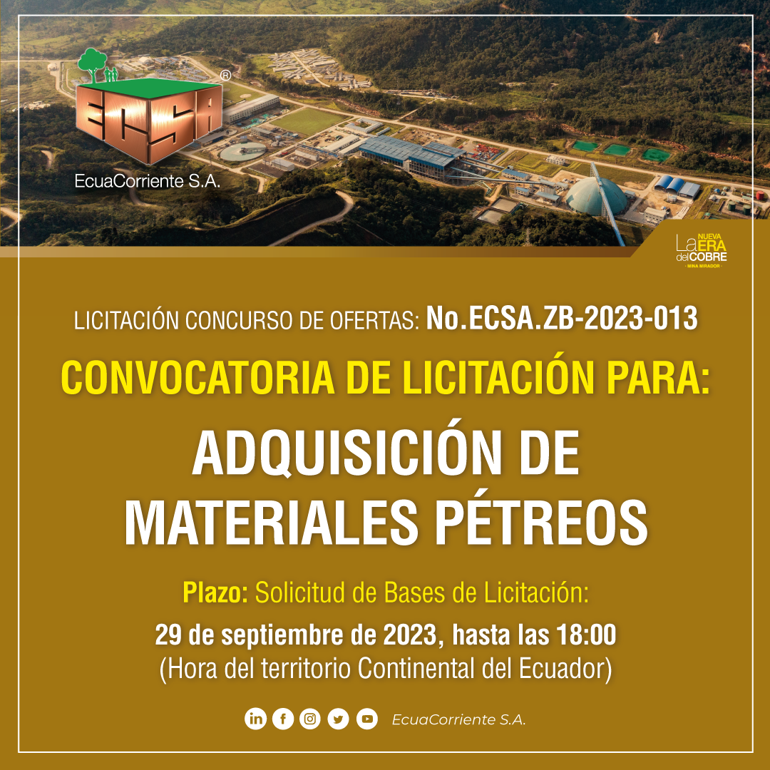 ECSA.ZB-2023-013石料采购公开招标公告ANUNCIO DE LICITACION 