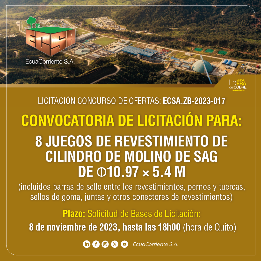 ECSA.ZB-2023-017 - Φ10.97 × 5.4m 半自磨机筒体衬板 Revestimiento de cilindro de molino de SAG de Φ10.97×5.4m