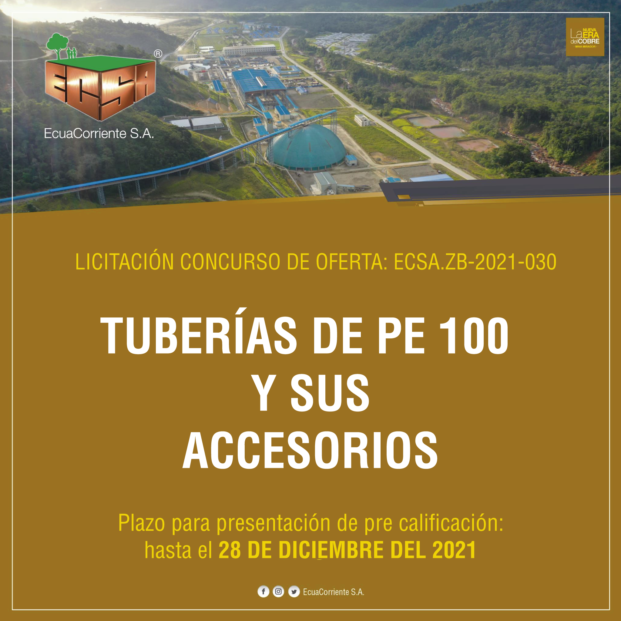 PE100高分子聚乙烯管和配套件招标公告 Anuncio de Licitación Pública para tuberia PE100 y accesorios